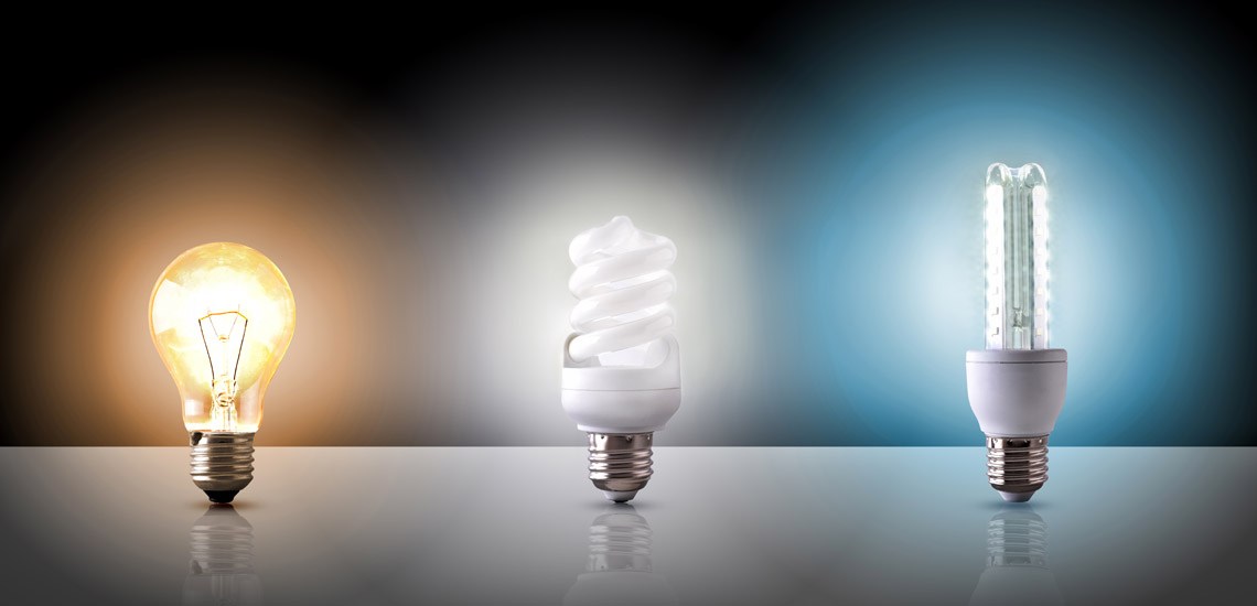 Ampoules LED à culot E27 diffusant 3 couleurs d'éclairage différentes : blanc chaud, blanc neutre, blanc froid